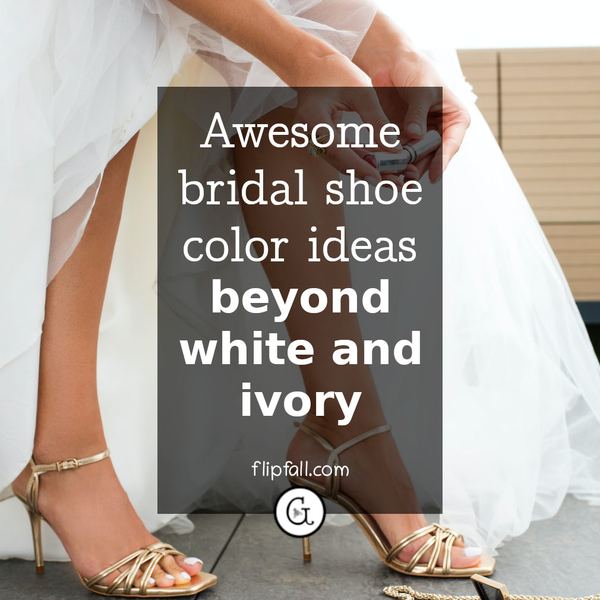 Bride wearing gold heels