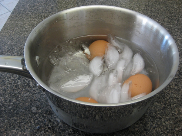 How to boil eggs - after cooking, eggs go in ice water