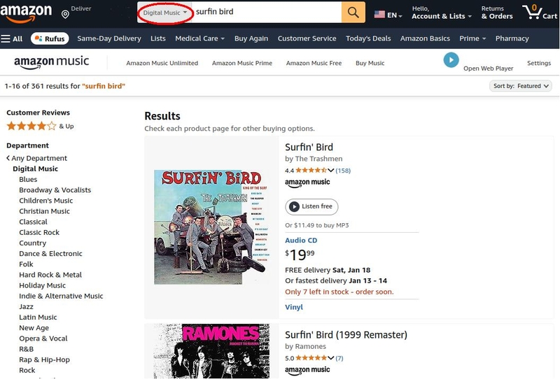 Amazon.com search results for digital MP3 tracks