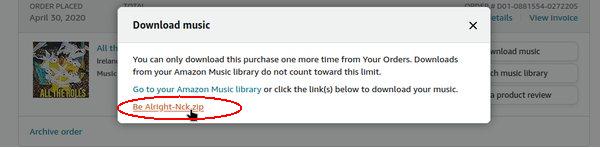 screenshot of download box dialog to download your previous Amazon MP3 purchase