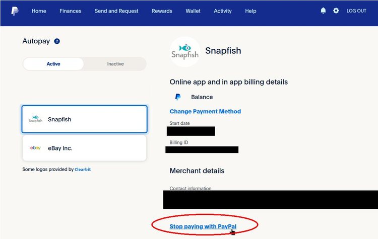 Screenshot of Paypal automatic payment agreement details