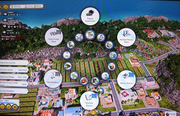Screenshot of nuclear power plant option in build menu in Tropico 6 for Xbox One