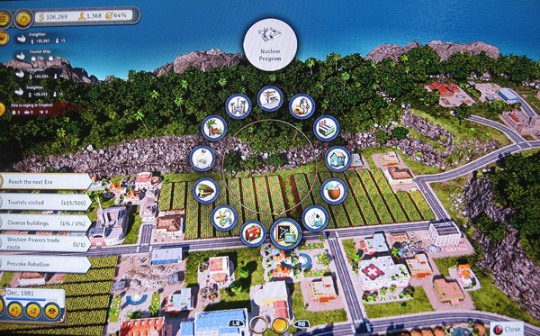 screenshot of nuclear program option in Tropico 6 on Xbox One