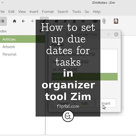Screenshot of Zim productivity and organization software
