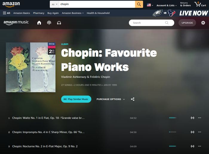 Screenshot of MP3 album details on Amazon.com