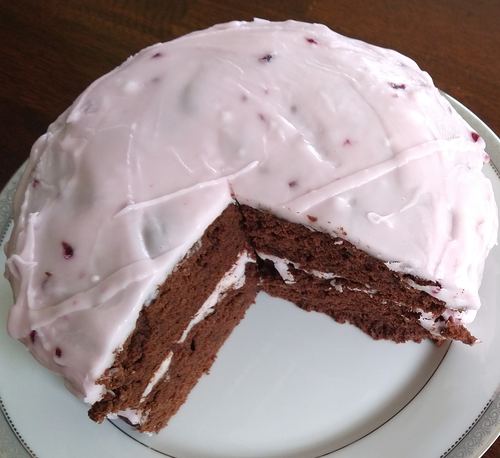 Frosted chocolate beet cake