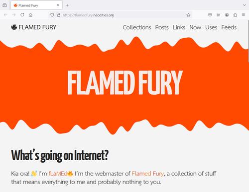 Examples of cool sites on Neocities - flamed fury