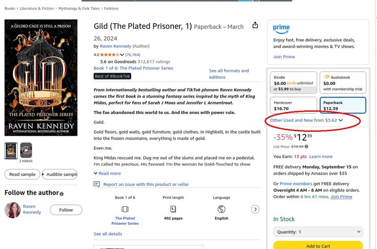 screenshot of the product page for a new book on Amazon.com